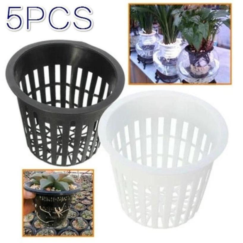 Net Pot 3 Inch - 5 ชิ้นพลาสติกพลาสติกตาข่ายรูพรุนกระถางควบคุมรากกระถางกล้วยไม้กระถางหายใจกระถางปลูกไฮโดรโพนิกกระถางราก